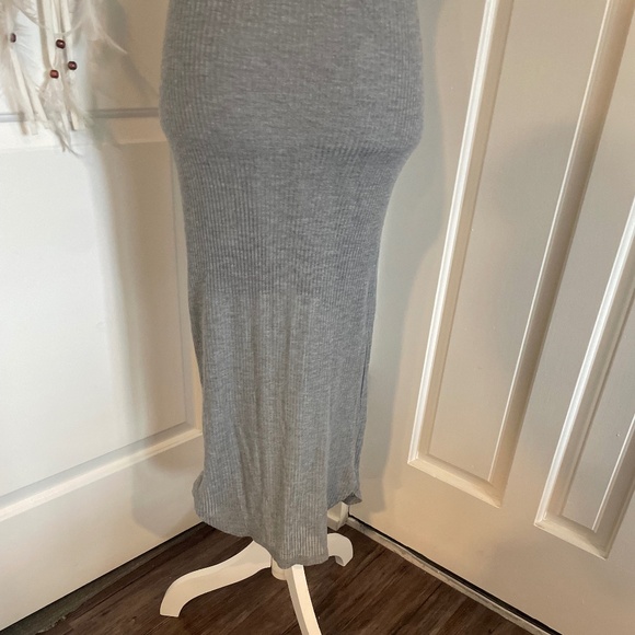 Poof! Y2K Grey Ribbed Knit Maxi Dress with Tank Top & Side Slit – Size S - Picture 8 of 12